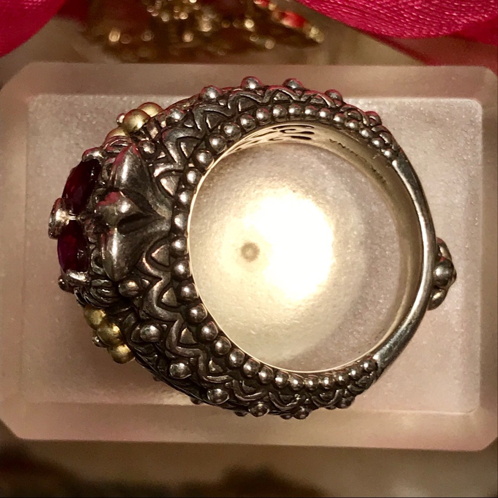 BARBARA BIXBY RHODOLITE GARNET FLOWER RING - Picture 6 of 8